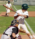 Derrick Kennedy bats against West Texas A&M this season; Kennedy led the Greyhounds with a .356 batting average